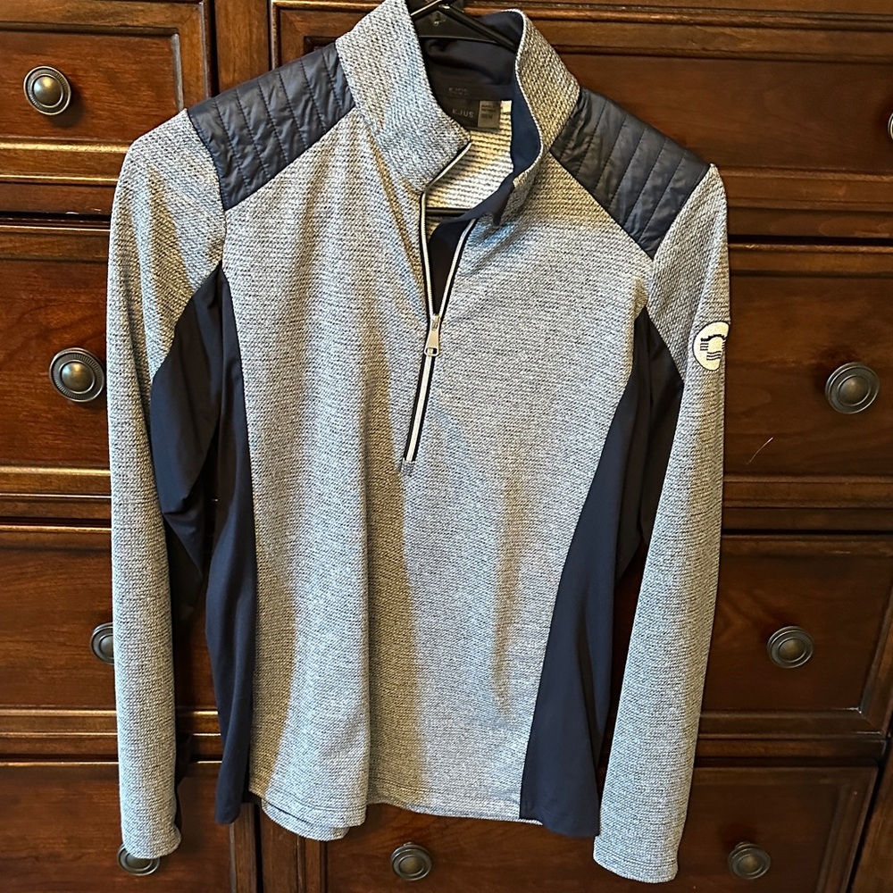KJUS Stylish Gray and Blue Women's Quarter-Zip Sweatshirt